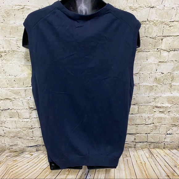 Chaps Navy Blue V Neck Cotton Sweater Vest - Picture 3 of 4
